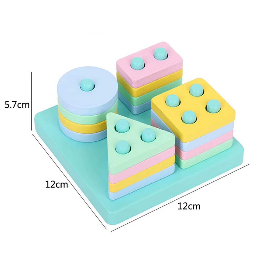 Montessori Wooden Sorting and Stacking Toys Educational Learning Preschool Color Recognition Shape Sorter Puzzles for Kids Gifts