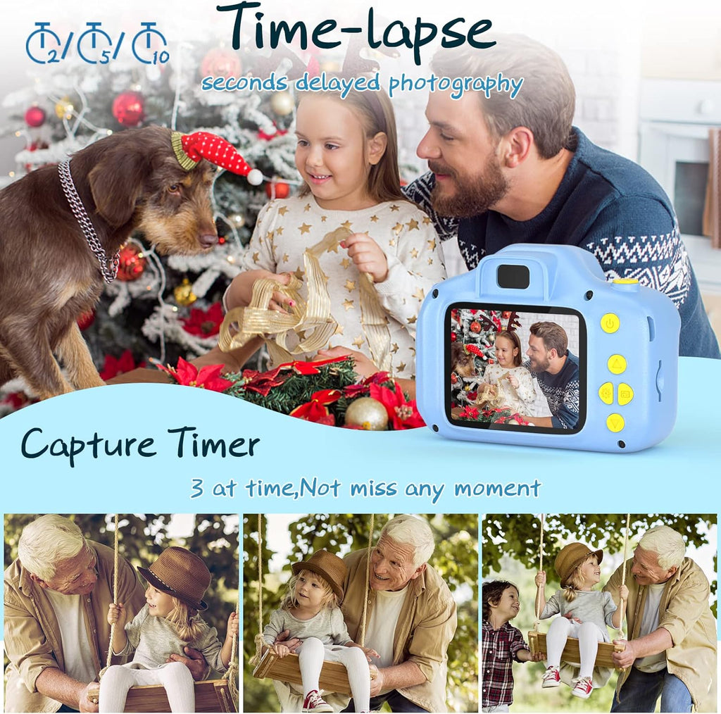 Kids Toys for 3-10 Year Old Boys Girls, Kids Camera 1080P 2Inch HD Children Digital Cameras for Girls Best Birthday Toys,Toddler Camera Gift for 3-9 Year Old Boy (With 32G SD Card) (Blue)