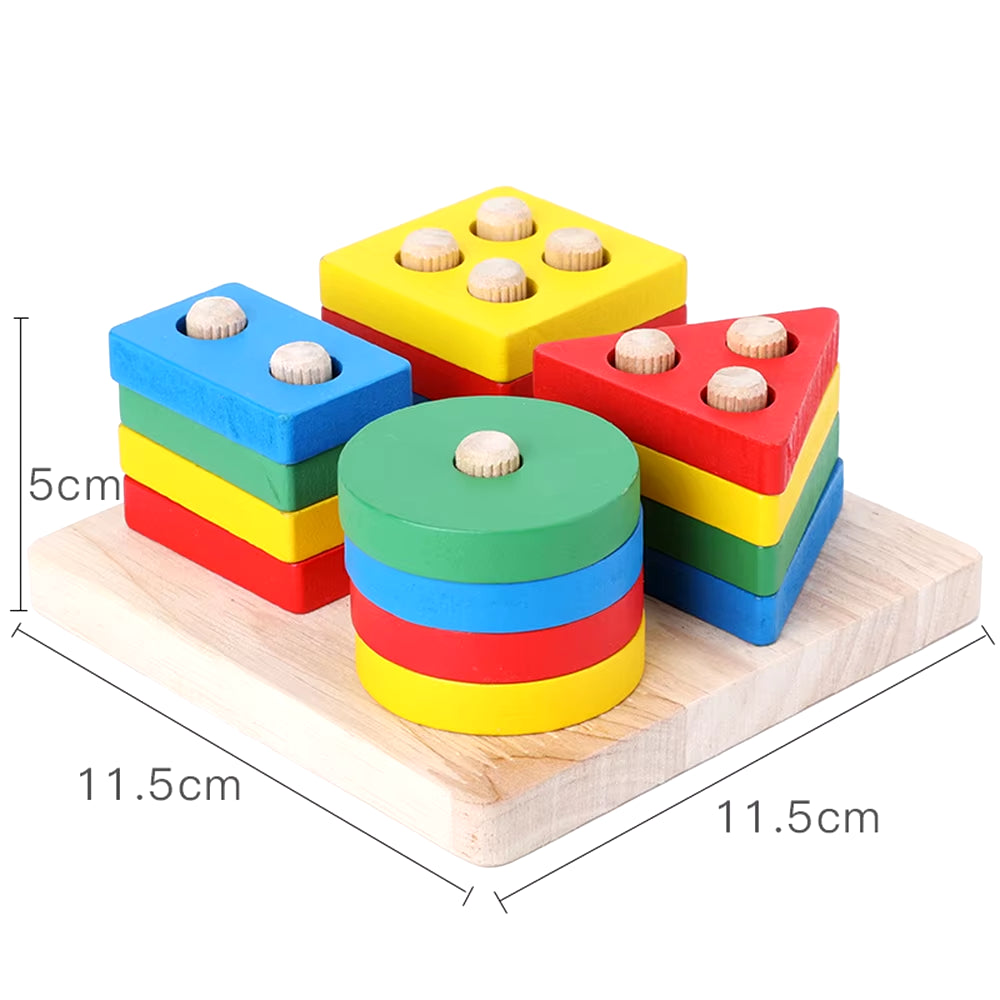 Montessori Wooden Sorting and Stacking Toys Educational Learning Preschool Color Recognition Shape Sorter Puzzles for Kids Gifts