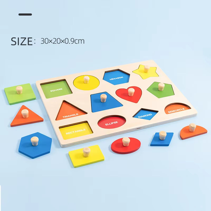 Montessori Color Sorting Toy Wooden Shape Matching Grasping Board Baby Jigsaw Puzzle Early Educational Toy Todder Fine Motor Toy