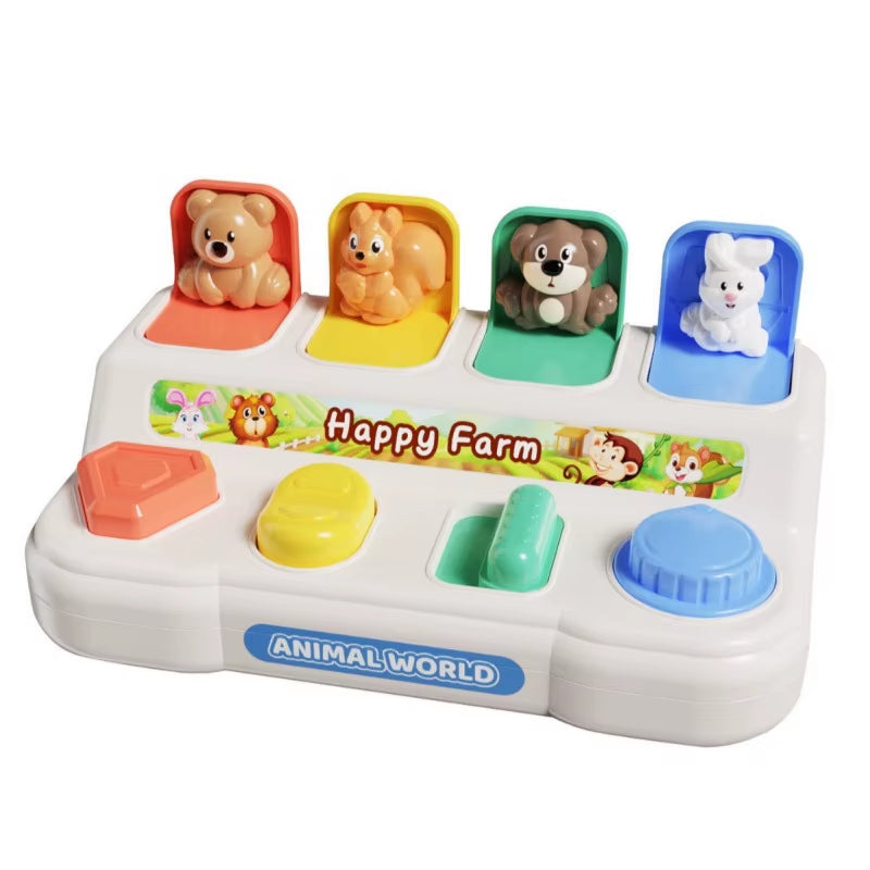 Baby Pop up Animals Toy Montessori Toy Peekaboo Switch Button Box Sorting Color Animals Educational Toy for Boys Girls 6+ Months