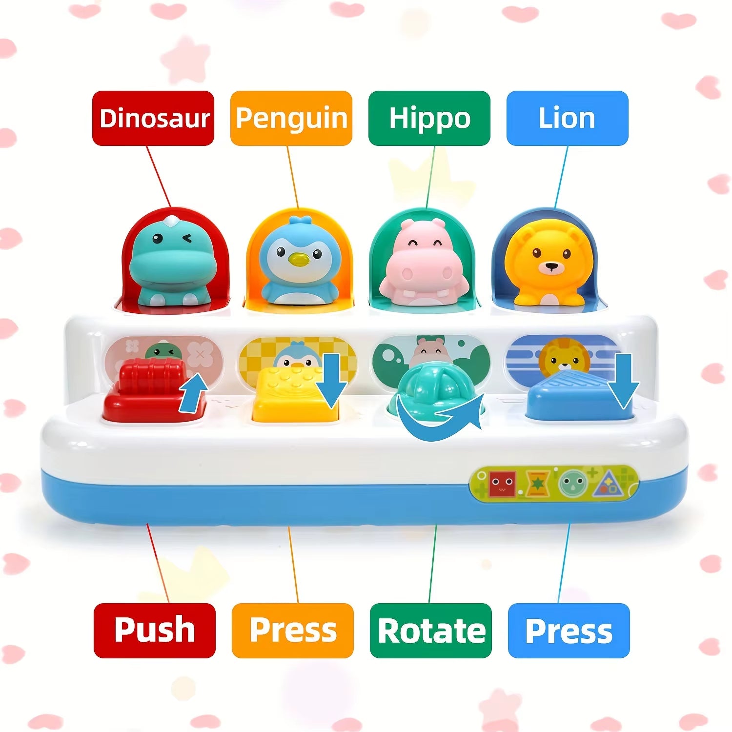 Baby Pop up Animals Toy Montessori Toy Peekaboo Switch Button Box Sorting Color Animals Educational Toy for Boys Girls 6+ Months