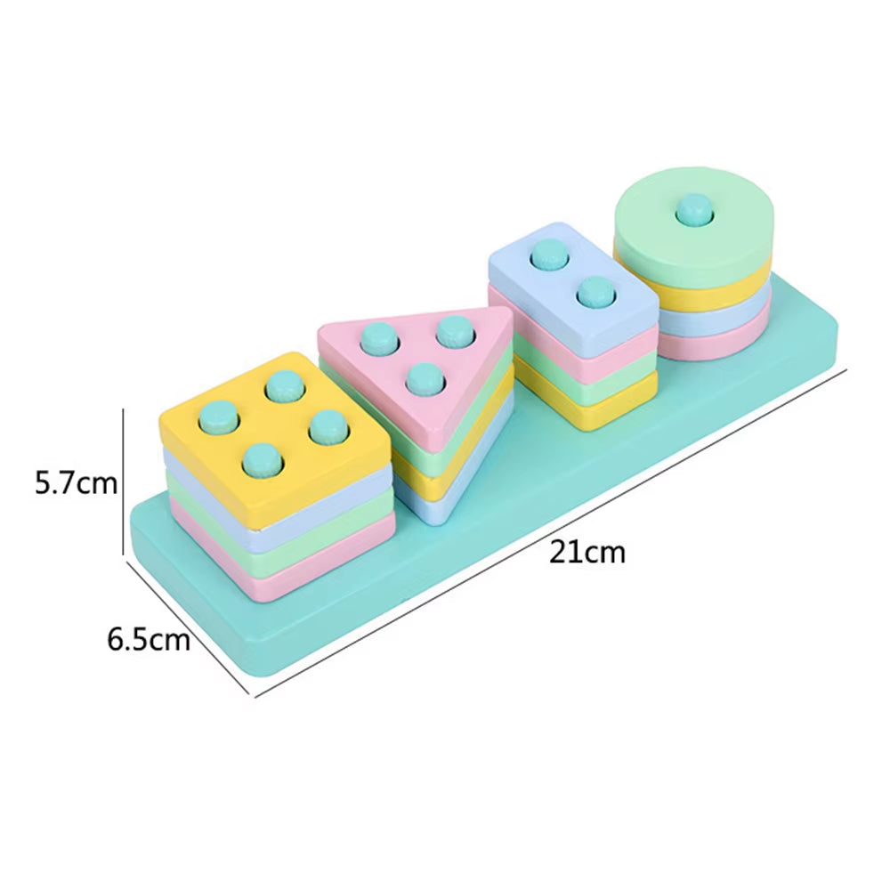 Montessori Wooden Sorting and Stacking Toys Educational Learning Preschool Color Recognition Shape Sorter Puzzles for Kids Gifts